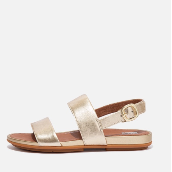 FIt Flop Gracie Metallic Leather Back-Strap Sandals, Platino, Size 9 - Picture 2 of 7